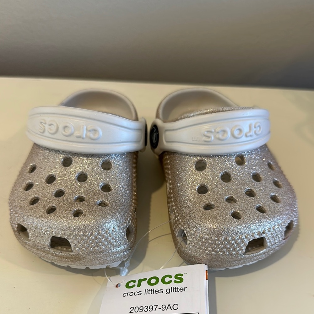 Crocs Kids Glitter Clogs - Champagne